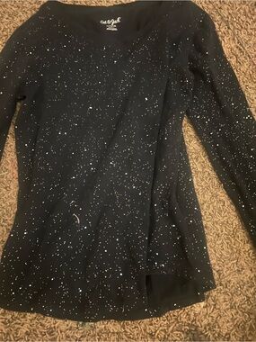cat & jack Black Glitter Speckled Long Sleeve Tee